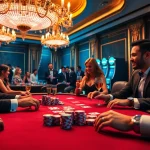 Experience thrilling action at https://thabets.it.com/ with elegant poker players in a luxurious casino setting.