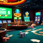 Bongdalu 5 showcases an engaging casino scene with lively poker action and betting odds on display.