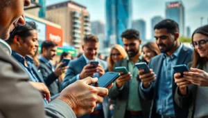 Engaging scene showcasing online sportsbooks California with diverse users betting on mobile devices.