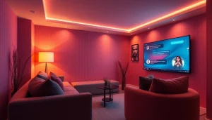 Experience engaging sex chat ai in a cozy, intimate chat room with modern digital interface.