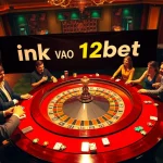 Engaging casino scene showcasing "ink vao 12bet" with players excited at a roulette table.