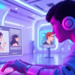 Engage in immersive conversations with sex chat AI avatars in a vibrant digital interface.