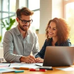 Illustration of content creator demonstrating how to get paid for content creation fast in a bright workspace.