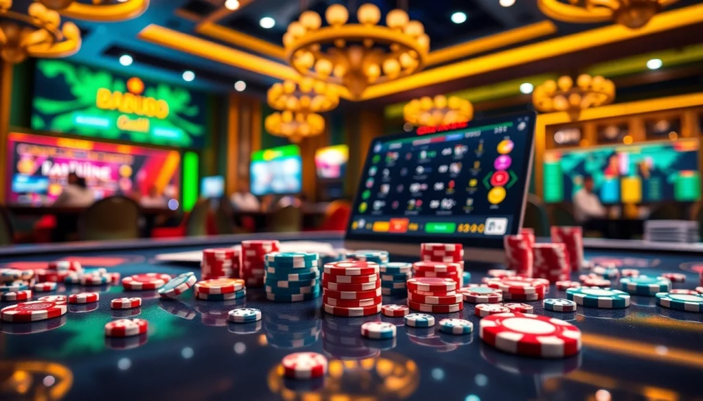 Babu88.global online gambling interface with vibrant poker chips and casino atmosphere