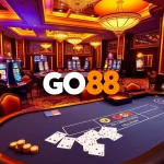 GO88 players engaging in an exciting game at a vibrant casino table.