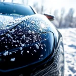 PPF winter road salt protection showcased on a vehicle in a winter setting.