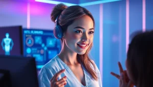 Interactive NSFW AI experience showcasing a realistic virtual character in a modern setting.