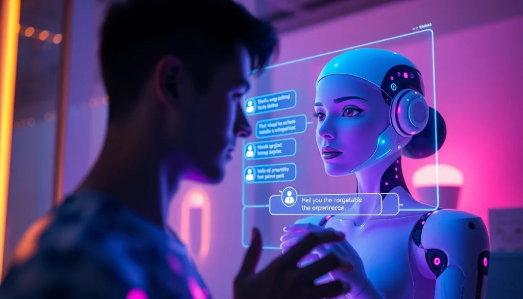 Engaging NSFW AI chat interaction with a digital character in a futuristic setting.