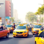Delhi Taxi Service scene featuring clean cabs, trusted drivers, and vibrant urban setting