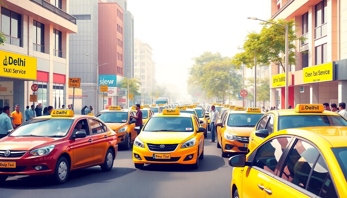 Delhi Taxi Service scene featuring clean cabs, trusted drivers, and vibrant urban setting