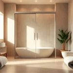 Explore chic shower sliding doors enhancing a modern bathroom space.