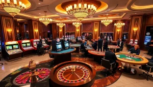 Engaged players at tables and vibrant slots showcasing the online gambling experience at https://taigo88.team/.