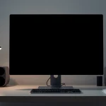 Black screen displayed on a modern workspace for focus and relaxation.