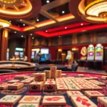 Rasakan atmosfer dinamis Link Mahjong dan permainan kasino yang menampilkan ubin mahjong dan roulette.