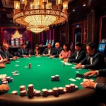 Engage in thrilling poker games at thabet's luxurious casino tables, surrounded by excitement.