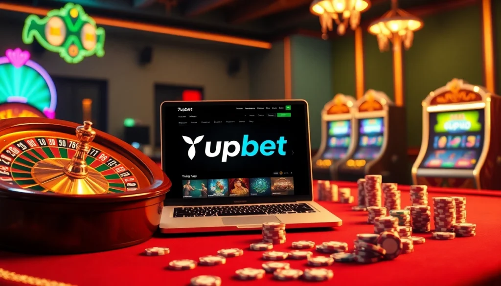 Players engage with 7upbet's online gambling platform, showcasing vibrant casino games and betting options.