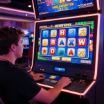 Engaged player exploring slot gacor hari ini at vibrant online casino, showcasing colorful graphics and dynamic gameplay.