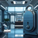 Locksta: Sicheres Schloss in einem modernen Büro, betont durch zeitgemäßes Design.