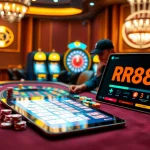 RR88 players engaged in a thrilling poker game at a luxury casino table.