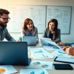 Collaborative team engaged in proposal writing and management, creating insightful strategies.
