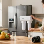 Waterdrop WD-F13 Replacement for GE® MWF® Water Filter installed in a modern kitchen for fresh, filtered water.