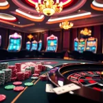 Participez à un gameplay palpitant au meilleure casino en ligne avec des jetons de poker colorés, des cartes et une roulette.
