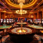 Exciting gambling action at Shbet with vibrant casino tables and roulette wheel