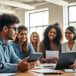 Engage with toefl expert help in a vibrant classroom where a tutor guides motivated students.