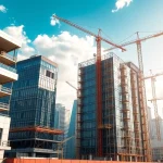 Building developer overseeing a dynamic construction site, showcasing urban growth.