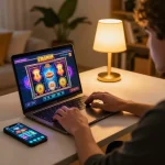 Engaging in online slots with slot bonus new member 100 show on the laptop screen and smartphone