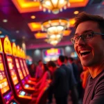 Memainkan rtp slot akurat di mesin slot bercahaya dengan penonton antusias.