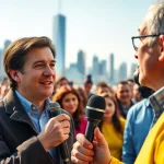 Capturing engaging news moments with an outdoor interview setup