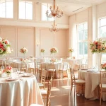 Exquisite wedding event space Jacksonville with elegant floral arrangements and bright natural lighting.