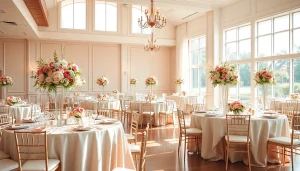 Exquisite wedding event space Jacksonville with elegant floral arrangements and bright natural lighting.