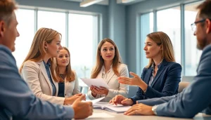 Expert led warranty company consultation in a bright, modern office setting.
