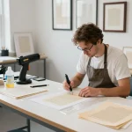 bóc giấy ép uy tín hà nội in a professional document restoration workshop with expert technician removing lamination