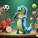 Engage with the vibrant underwater casino scene featuring Pakde4D's electric eel DJ and friends performing with dynamic sports elements.