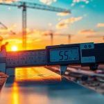 Un experto mide con un alexometro en un sitio de construcción, destacando precisión con herramientas de alta calidad.