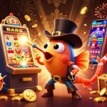 Spin to win with UFABET's vibrant slot games featuring golden coins and dynamic action.