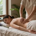 Massage therapy session in a tranquil spa with soothing ambiance and skilled therapist.
