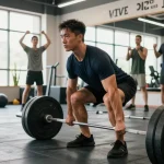 Dedicated athlete performing a deadlift at the Astera Shop gym, emphasizing strength and determination.