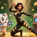 Engage with the thrilling experience of uu88 com, where a stunning character dazzles with casino elements and vibrant gaming aesthetics.