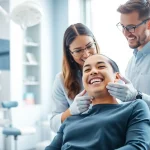 Orthodontic near me: A skilled orthodontist discussing treatment with a patient in a cozy clinic.