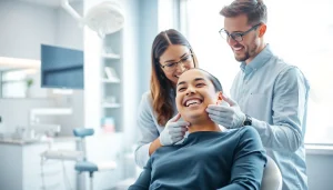 Orthodontic near me: A skilled orthodontist discussing treatment with a patient in a cozy clinic.