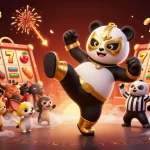 Engage with hengongbet8 while enjoying a vivid casino scene of a panda wrestler and animated spectators celebrating wins.