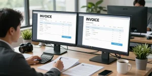 Detect fraud invoice by analyzing digital papers and invoices in a professional office