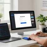 Engaged user testing the free AI detector on a modern workspace.