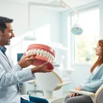 Orthodontist near by me consulting a patient in a bright dental office.