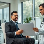 Conducting an executive health assessment Sydney in a professional clinic setting.