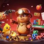 Engage with slot depo 5k in this vibrant 3D cartoon illustration featuring a treasure hunter mole.